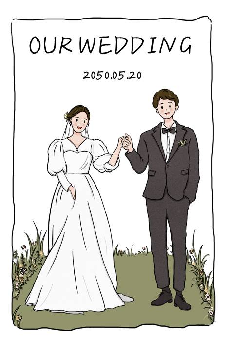 手绘简笔❤️婚礼长页模板
